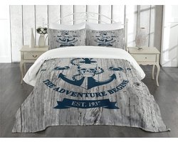 Parade Home® Het Avontuur Bedsprei Set- Bedsprei 220x220- Bedsprei 2 persoons en kussenslopen 75x50- Grijs en wit- Bijzondere beddengoed- Slaapkamer