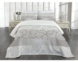 Parade Home® Het Grijze Droom Bedsprei Set-260x220- Sprei 2 persoons-Kussenslopen 90x50- Grijs en wit- Beddengoed- Slaapkamer decoratie-Dekens-Wonen