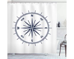 Parade Home® Kompas Douchegordijn- 120cm Breedte 180 cm hoogte- Anti Schimmel Douchegordijnen - Inclusief ringen - Badkamer Decoratie - Waterdicht