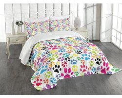 Parade Home Pootjes Beddenspreiset- 170x220cm unieke sprei en 75x50cm kussensloop - Paars, groen en blauw eenpersoons, - Bijzondere beddengoed- slaapkamer- spreien-dekens-wonen-slapen