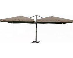 Paralux dubbele zweefparasol - 2 doeken van 3x3m - Taupe