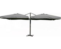 Paralux dubbele zweefparasol - 2 doeken van 3x4m - Donkergrijs