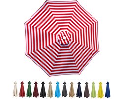 Parapludoek - 3 m - 8 baleinen - Vervangend doek - Waterdicht - UV-bescherming - vervangend doek voor parasols buiten - vervangende parasolhoes - Zonnescherm Luifel - parasoldoek voor in de tuin - voor terras/zwembad/zwevende parasol - rood wit