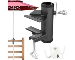 Parapluhouder balkonreling, parasolhouder balkonreling, parasolhouder balkon Kan worden gemonteerd op balkons, stoelen, stands, balustrades (zwart)