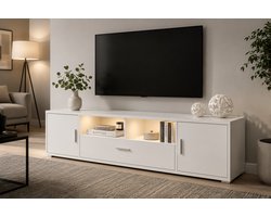 Parasha Nova TV meubel - Een moderne tv-kast met LED-verlichting, Geschikt voor tv's tot 70 inch - Voorzien van één lade en twee kastdeuren.