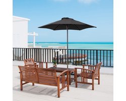 Parasol 196 cm, draaibaar, zeshoekige parasol met inklapfunctie, balkonparasol, strandparasol, winddicht, stabiel, marktparasol. Parasol met slinger voor strand, balkon en tuin, zwart.