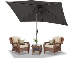 Parasol 2 × 3 m in delen – Stalen constructie voor tuin en familiegebruik, grijs