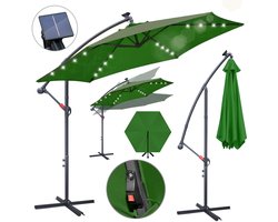 Parasol 3 m groen met LED – Sfeervolle tuinverlichting en schaduw