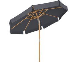 Parasol - 300 cm - Achthoekig - Tuinparasol - Zonwering - Parasolstok en parasolribben van hout - Grijs