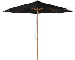Parasol - 300 cm - Houten Frame - Tuin En Terras - Bamboe - Zwart