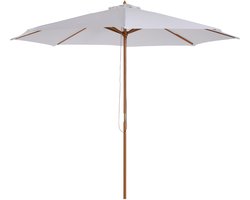 Parasol 300 cm met Houten Parasolstok en Bamboe baleinen - crème