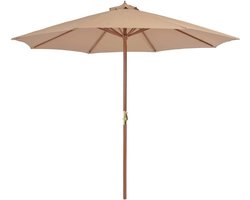 Parasol 300cm - Markt Scherm Tuin - Balkon Terras - Houten Paal Ventilatie - 300x250cm - Taupe