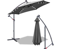 Parasol 3,5 m grijs met LED – Stijlvolle zonwering met verlichting