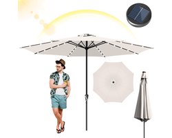Parasol 3,5 m met LED-verlichting en metalen frame – UV-bescherming voor terras, crème