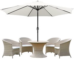 Parasol 3,5 m modulair met ijzeren frame – Grote tuinparasol voor terras, crème
