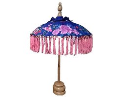 Parasol Bali Bloemen - Blauw - Ø50cm