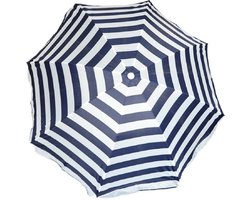 Parasol - blauw/wit - gestreept - D120 cm - UV-bescherming - incl. draagtas