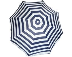 Parasol - blauw/wit - gestreept - D200 cm - UV-bescherming - incl. draagtas