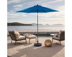 Parasol Dubbel - 274 x 183 cm - Rechthoekig Met Slinger - Zonder Voet - Polyester - Blauw