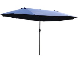 Parasol Dubbel - 460 x 270 x 240 cm - Ovaal Met Slinger - Tuin En Terras - Polyester - Blauw
