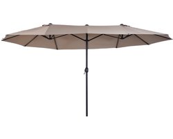 Parasol Dubbel - 460 x 270 x 240 cm - Ovaal Met Slinger - Voor Tuin En Terras - Polyester - Lichtbruin