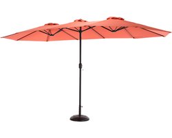 Parasol Dubbel - 460 x 270 x 240 cm - Rechthoekig Met Slinger - Zonder Voet - Polyester - Oranje