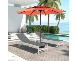 Parasol Dubbel - 460 x 270 x 240 cm - Rechthoekig Met Slinger - Zonder Voet - Polyester - Oranje