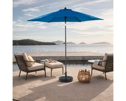 Parasol Dubbelzijdig 9 Ft Rechthoekig Met Zwengelmechanisme En Kantelverstelling Staal Blauw Voor Tuin En Terras