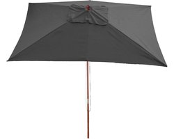Parasol Florida, tuinparasol, marktparasol, 2x3 m polyester/hout 6 kg ~ antraciet