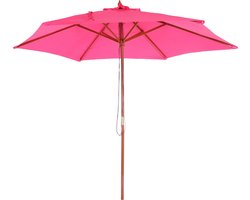 Parasol Florida, tuinparasol, marktparasol, Ø 3 m polyester/hout ~ roze