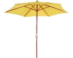 Parasol Florida, tuinparasol marktparasol, Ø 3m polyester/hout ~ geel