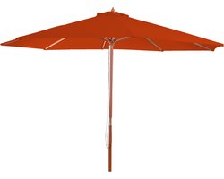Parasol Florida, tuinparasol marktparasol, Ø 3m polyester/hout ~ terracotta