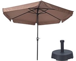 Parasol Gemini Taupe Ø300 cm + inclusief parasolvoet 25 kg