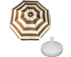 Parasol - Goud/wit - D120 cm - incl. draagtas - parasolvoet - 42 cm