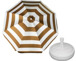 Parasol - Goud/wit - D140 cm - incl. draagtas - parasolvoet - 42 cm