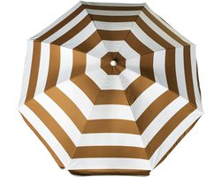 Parasol - goud/wit - gestreept - D126 cm - UV-bescherming - incl. draagtas