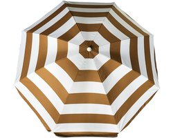 Parasol - goud/wit - gestreept - D160 cm - UV-bescherming - incl. draagtas - zonnescherm - strandparasol