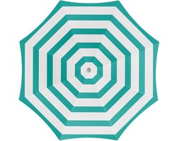 Parasol - groen/wit - gestreept - D180 cm - UV-bescherming - incl. draagtas