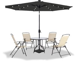 Parasol Grote strandparasol met handvat Tuinparasol van aluminium Verstelbare hellingshoek Opvouwbaar UV-bescherming 40+ Terrasparasol voor tuin, balkon, terras (donkergrijs/beige) NAIZY