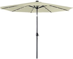 Parasol Grote strandparasol met handvat Tuinparasol van aluminium Verstelbare hellingshoek Opvouwbaar UV-bescherming 40+ Terrasparasol voor tuin, balkon, terras (donkergrijs/beige) NAIZY