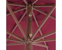 Parasol Houten Mast - Grote Zonwering - Buiten Ontspannen - UV Bestendig Polyester - 350 cm Diameter - Bordeauxrood