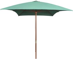Parasol Houten Paal - Tuinparasol Schaduwdoek - Buiten Ontspannen - UV-Bestendig Polyester - 200x300 cm - Groen