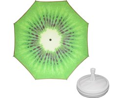 Parasol - Kiwi fruit - D160 cm - incl. draagtas - parasolvoet - 42 cm