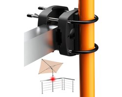 Parasol klem compacte parasolhouder balkonleuning - ronde hoekige parasols - ruimtebesparende vervanging - zwart parasol klem