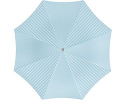 Parasol - lichtblauw/wit - gestreept - D180 cm - UV-bescherming - incl. draagtas