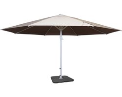 Parasol Meran II, marktparasol, Ø 5m polyester/aluminium stok wit 28kg ~ crème-beige met voet