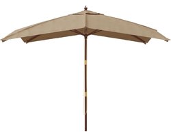 Parasol met Houten Mast - Tuinparasol Balkon Scherm - Buiten Ontspannen - Ventilatie Opening - 300x300x273 cm - Taupe