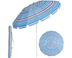 Parasol met kantelfunctie, Ø180/200/220 cm, UV-bescherming 50+, met grondpen en opberghoes, voor strand en tuin