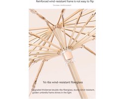 Parasol met UV-bescherming en 16 ribben - Grote retro parasol van 102 cm - Waterdicht en windbestendig - Opvouwbaar voor dames - Ideaal voor reizen