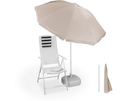 Parasol - Ø180 cm - in hoogte verstelbaar - kantelbaar - beige